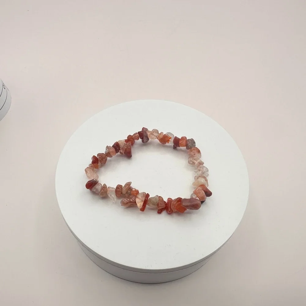 Vintage‎ 90s Carnelian Chip Beaded Stretch Bracelet Unisex Classic Jewelry